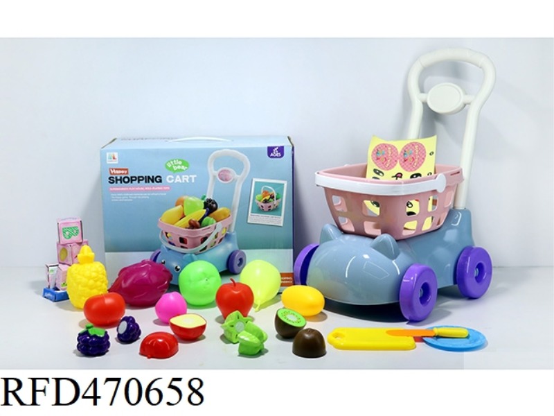 SHOPPING CART WITH FRUIT + 5 SMALL BOXES 20PCS (TWO COLORS MIXED)