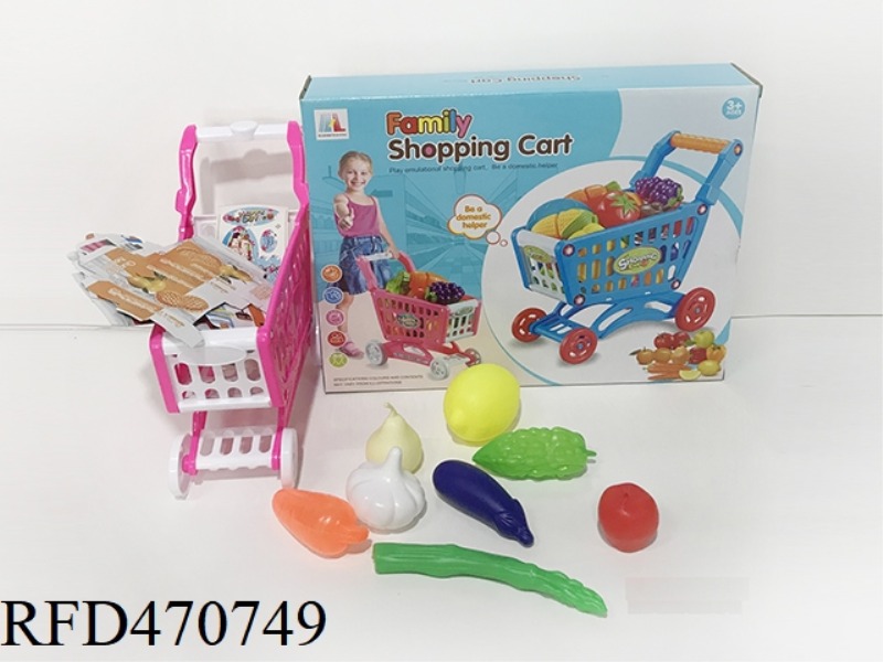 SHOPPING CART WITH FRUITS AND VEGETABLES 8PCS