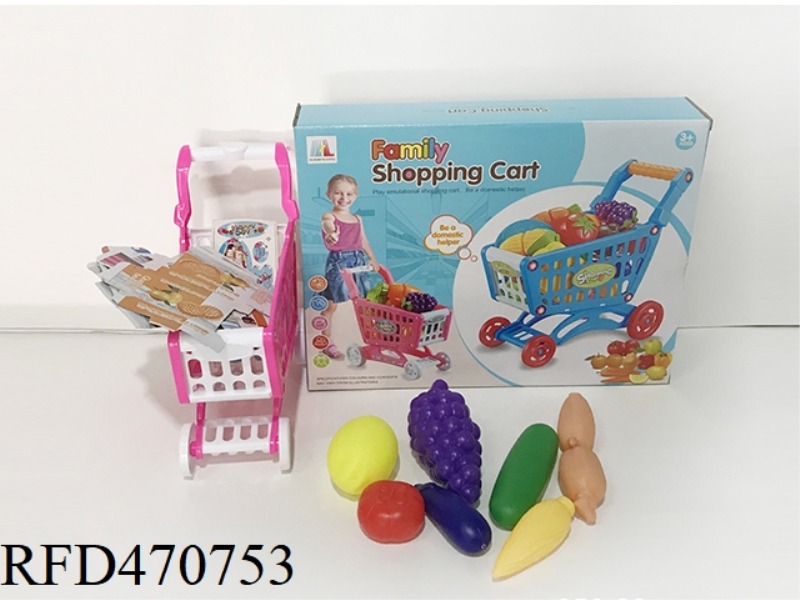 SHOPPING CART WITH FRUITS AND VEGETABLES 7PCS