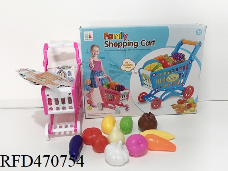 SHOPPING CART WITH FRUITS AND VEGETABLES 11PCS