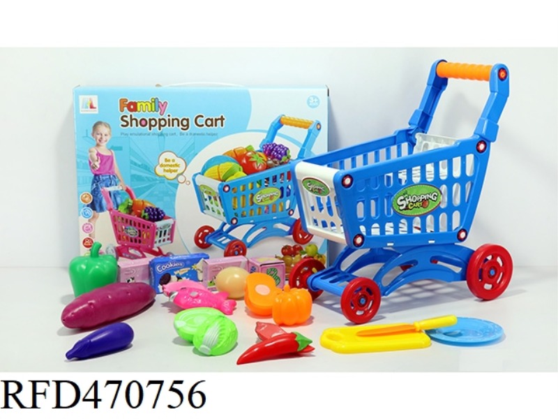SHOPPING CART WITH VEGETABLES + 5 SMALL BOXES 16PCS (TWO COLORS MIXED)