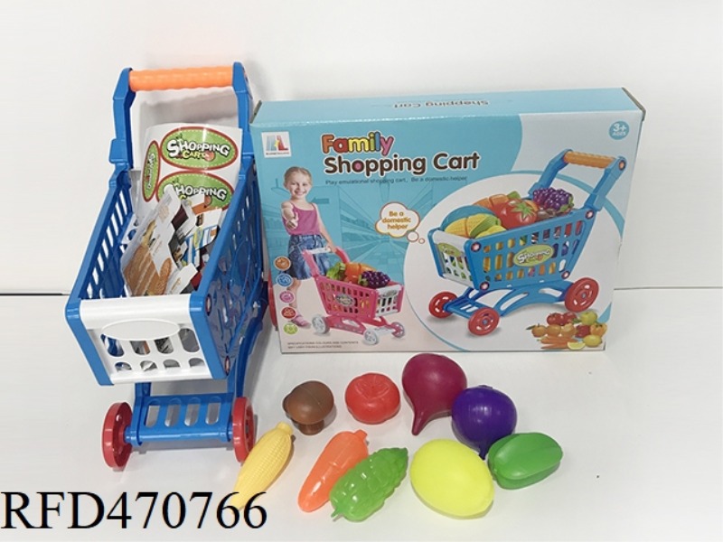 SHOPPING CART WITH FRUITS AND VEGETABLES 9PCS