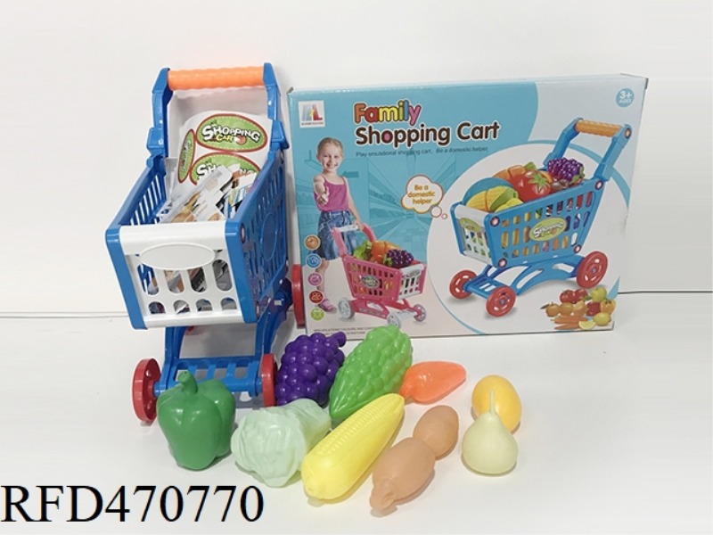 SHOPPING CART WITH FRUITS AND VEGETABLES 9PCS