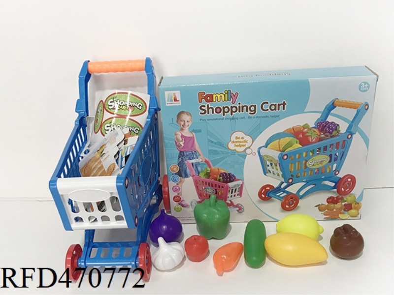SHOPPING CART WITH FRUITS AND VEGETABLES 9PCS