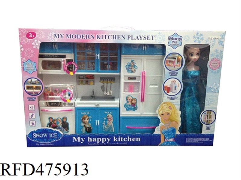 REFRIGERATOR + WASHBASIN + MICROWAVE + WITH BARBIE