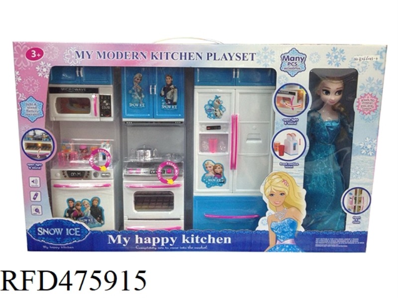 REFRIGERATOR + MICROWAVE + OVEN + WITH BARBIE