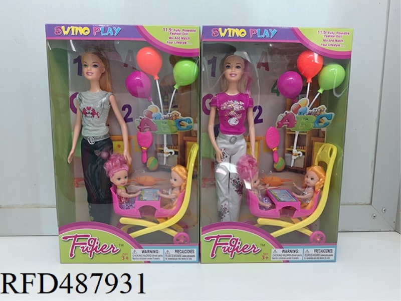 BARBIE WITH CHILDREN'S MEAL TROLLEY