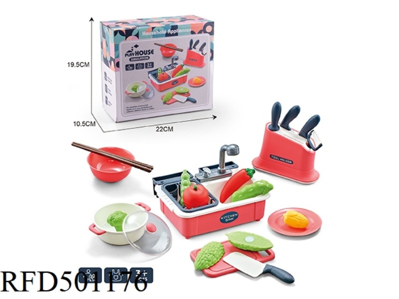 KITCHEN SET (CUTLERY, SINK) - RED