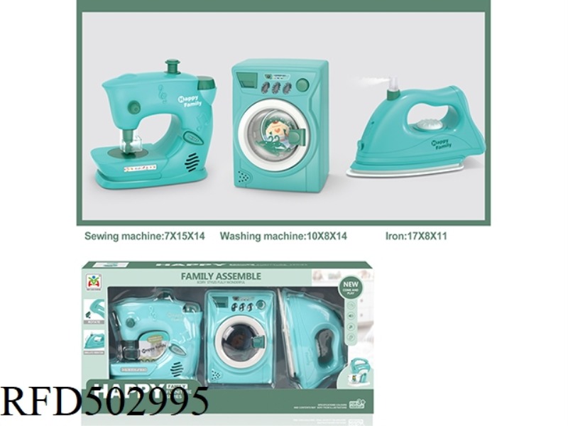 ELECTRIC SEWING MACHINE, WASHING MACHINE AND IRON COMBINATION