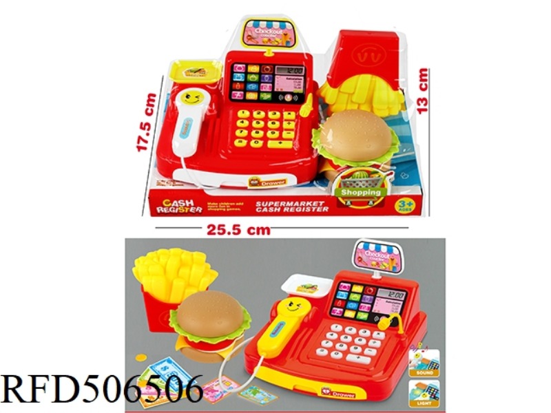 LIGHTING AND MUSIC CASH REGISTER WITH FOOD (2 COLORS MIXED)
