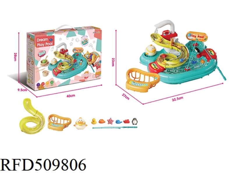 INSTALL ELECTRIC WATER OUT OF CHILDREN'S WATER PARK TOY BLUE