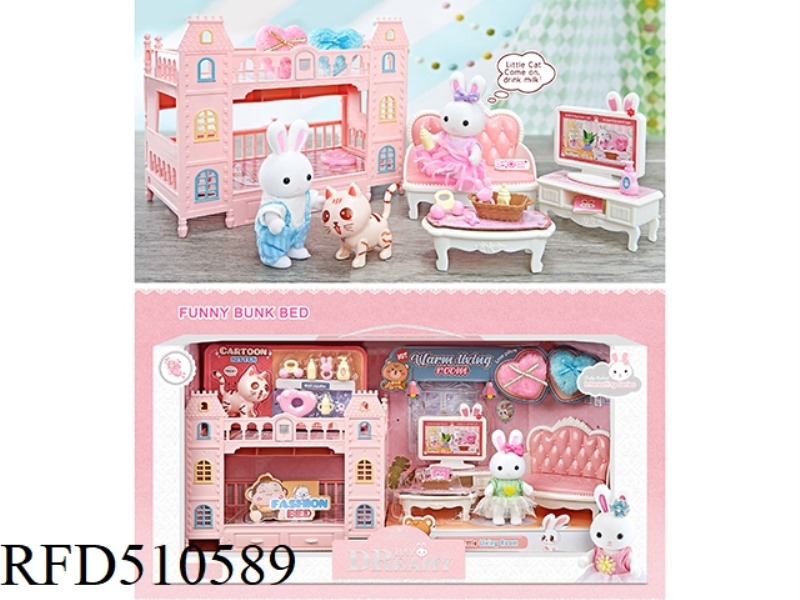 CUTE RABBIT FUN BUNK BED SET