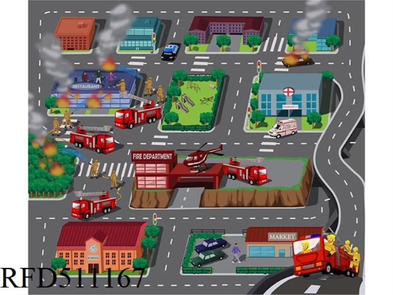 FIRE FIGHTING SET NON-WOVEN DRENCHING FILM WATERPROOF TOY CARPET MAP