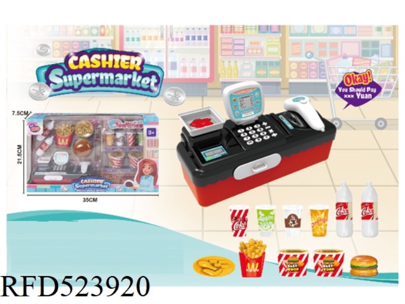 CASHIERS WITH BURGERS, FRIES, A BUCKET FOR THE WHOLE FAMILY