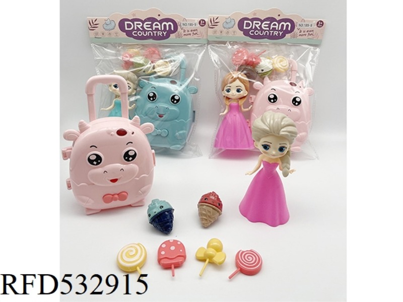 TRAVEL SET GIRL FROZEN PRINCESS TOY SET PULL ROD BOX TOYS