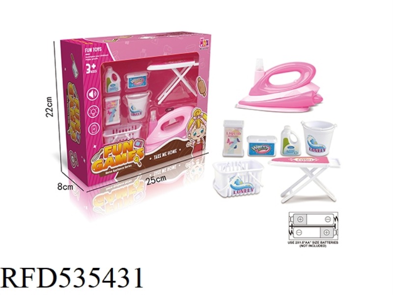 MINI ELECTRIC SIMULATION LIGHT SOUND WATER JET IRON SET (PINK)