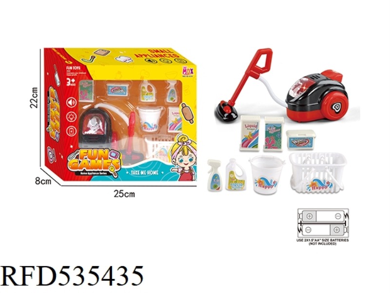 MINI ELECTRIC SIMULATION LIGHT SOUND VACUUM CLEANER SET (RED AND BLACK)