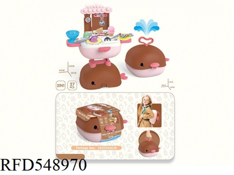 WHALE BACKPACK + SUITCASE + ICE CREAM STAND (ICE CREAM SET)