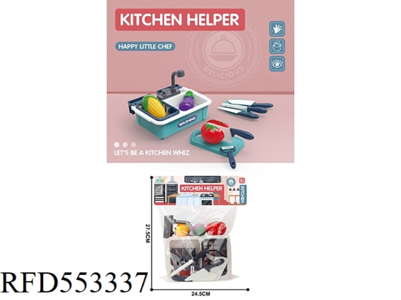 PLAY HOUSE KITCHEN QIEKELE VEGETABLE SINK SET (TOMATO+CORN+EGGPLANT)/BLUE