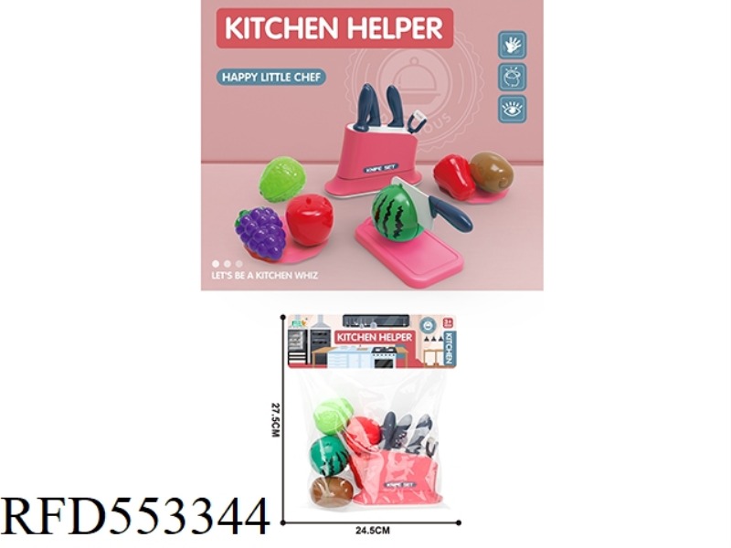 CHESAPEAKE KNIFE REST SET FOR HOUSE KITCHEN (GUAVA+GRAPE+APPLE+WATERMELON+LOTUS+KIWI)/RED