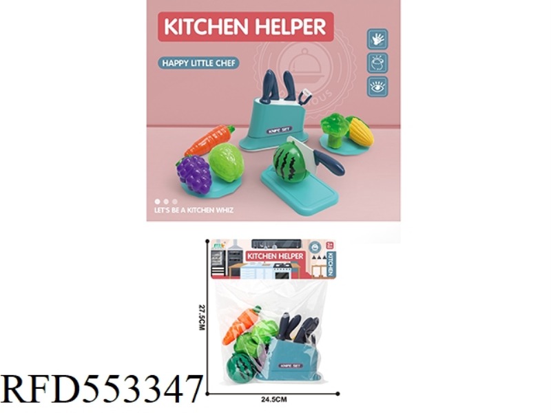 CHESAPEAKE KNIFE REST SET FOR HOUSE KITCHEN (CARROT+GRAPE+GUAVA+WATERMELON+BROCCOLI+CORN)/BLUE