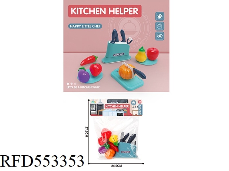 CHESAPEAKE KNIFE REST SET FOR HOUSE KITCHEN (CHILI+EGGPLANT+STRAWBERRY+PUMPKIN+PEAR+APPLE)/BLUE