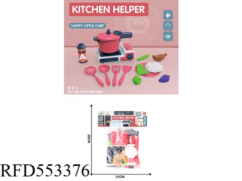 OVER THE HOUSE KITCHEN GAS STOVE WITH PRESSURE COOKER SET/RED