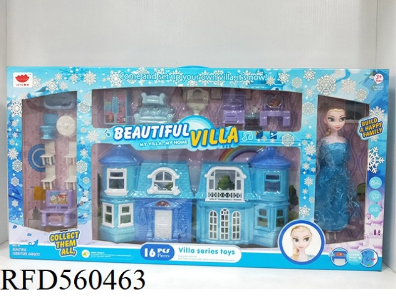 SNOW VILLA SET WITH LIGHTS AND MUSIC