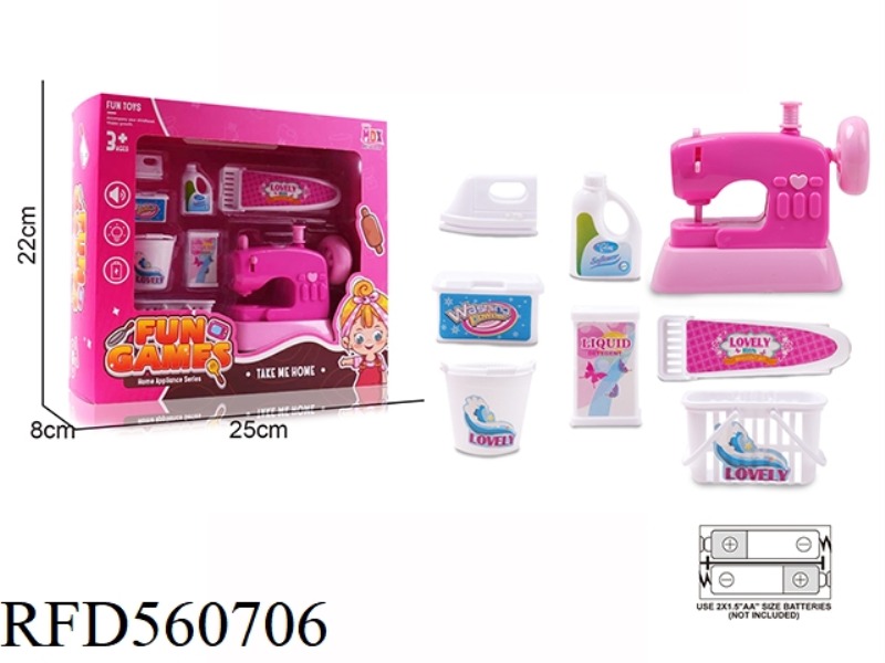 MINI ELECTRIC SIMULATION LIGHT / WHEEL TURNING SEWING MACHINE SET (PINK)