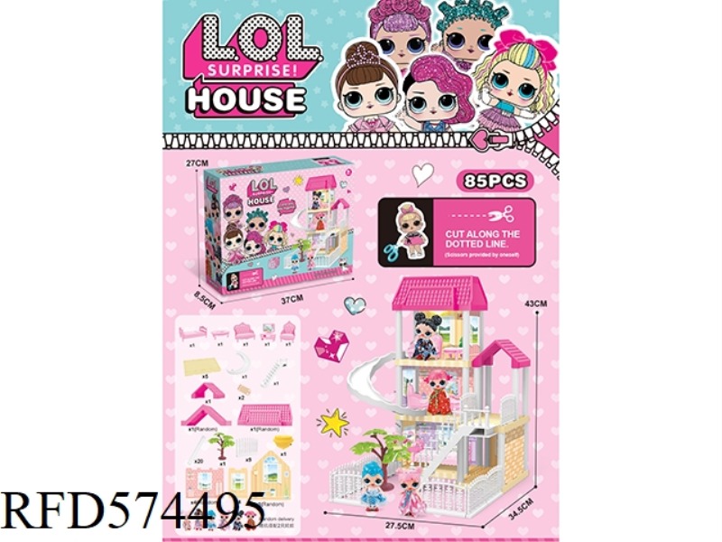 DIY VILLA WITH SURPRISE DOLL LIGHTING PACKAGE AG13*2 85PCS