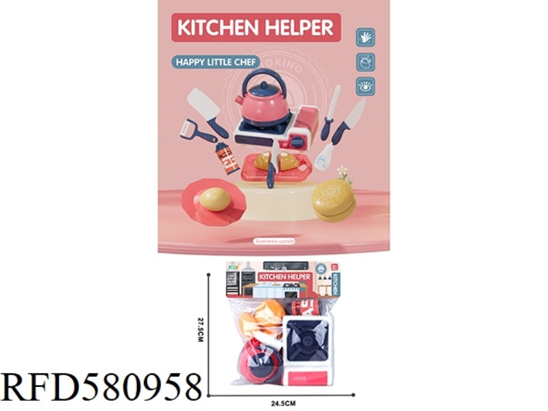 HOUSE GAS STOVE WITH KETTLE BURGER SET/RED