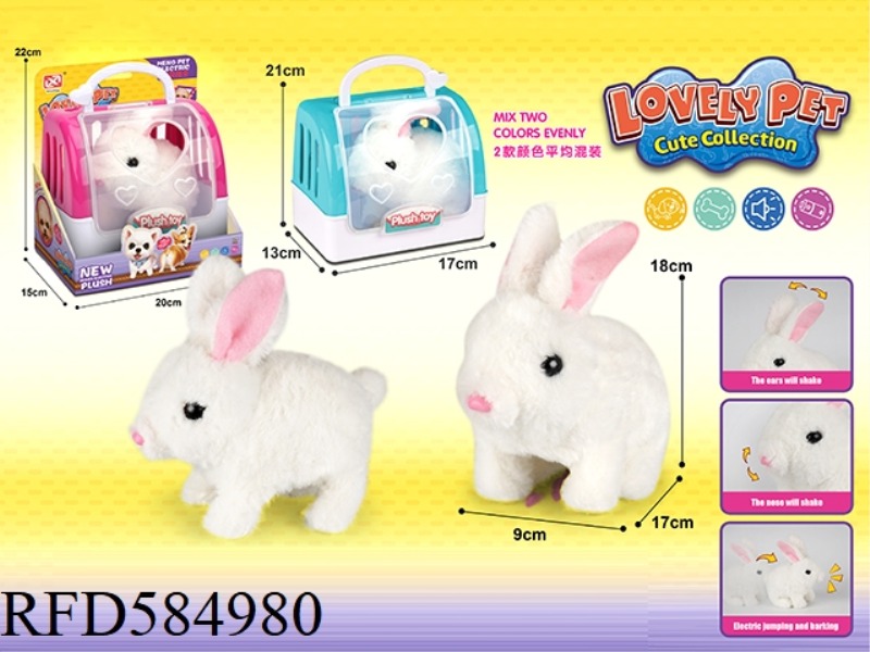 PLUSH ELECTRIC RABBIT + CAGE