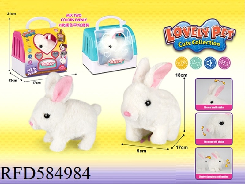 PLUSH ELECTRIC RABBIT + CAGE