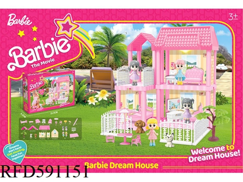 DIY VILLA WITH 1 DOLL *4 LIGHTING 78PCS