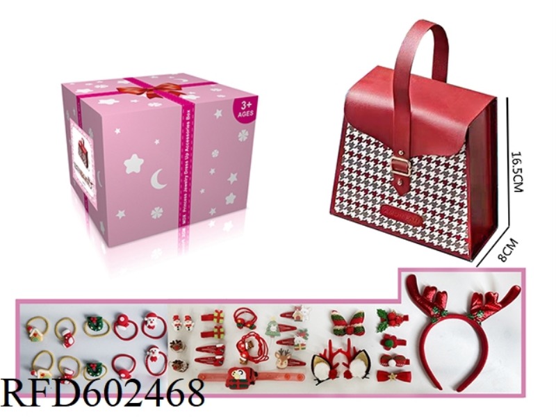 CHRISTMAS THOUSAND BIRD LATTICE TRAPEZOID TOTE BAG HAIR ACCESSORY SET 35PCS