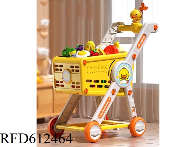 RED SHOPPING CART - WITH FRUIT
