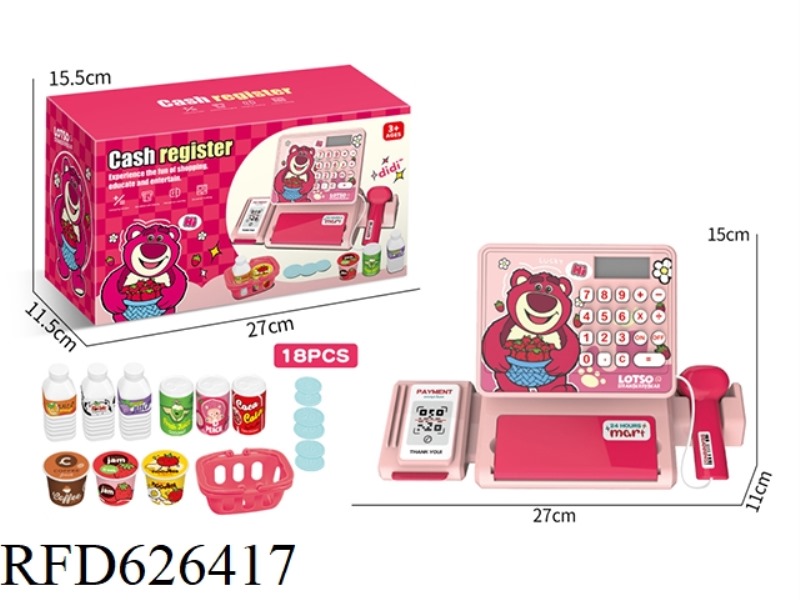 STRAWBERRY BEAR PLAYS AS A FAMILY CASH REGISTER/COMPUTER