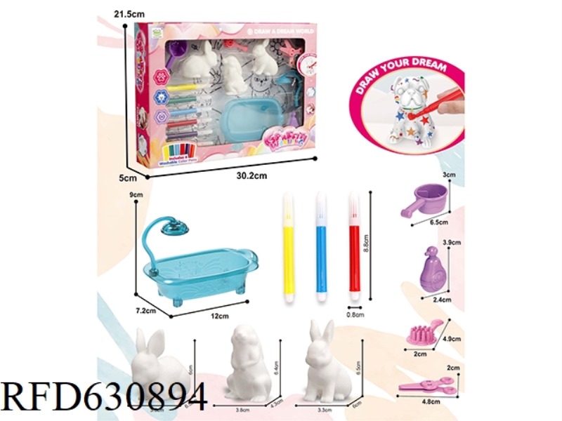 WASHABLE COLORING PET RABBIT