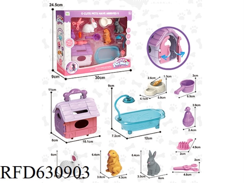 SOFT RUBBER PET RABBIT SET