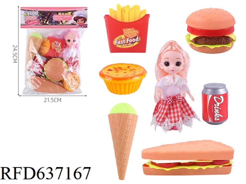 6-INCH SOLID MULTI JOINT DOLL BARBIE+FAST FOOD TABLEWARE