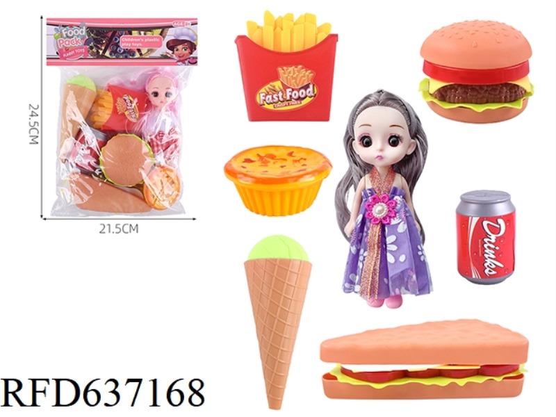 6-INCH SOLID MULTI JOINT DOLL BARBIE+FAST FOOD TABLEWARE