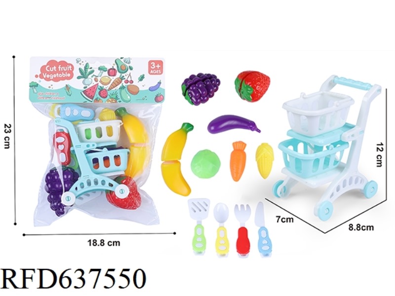 FRUITS AND VEGETABLES AND SHOPPING CART 12-PIECE SET