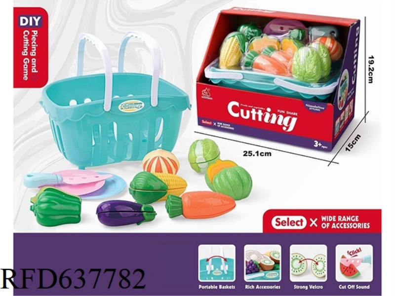 PLAY EVERY FAMILY EDUCATIONAL TOY SERIES - SHOPPING BASKET SIMULATION FRUIT AND VEGETABLE CUTTING JO