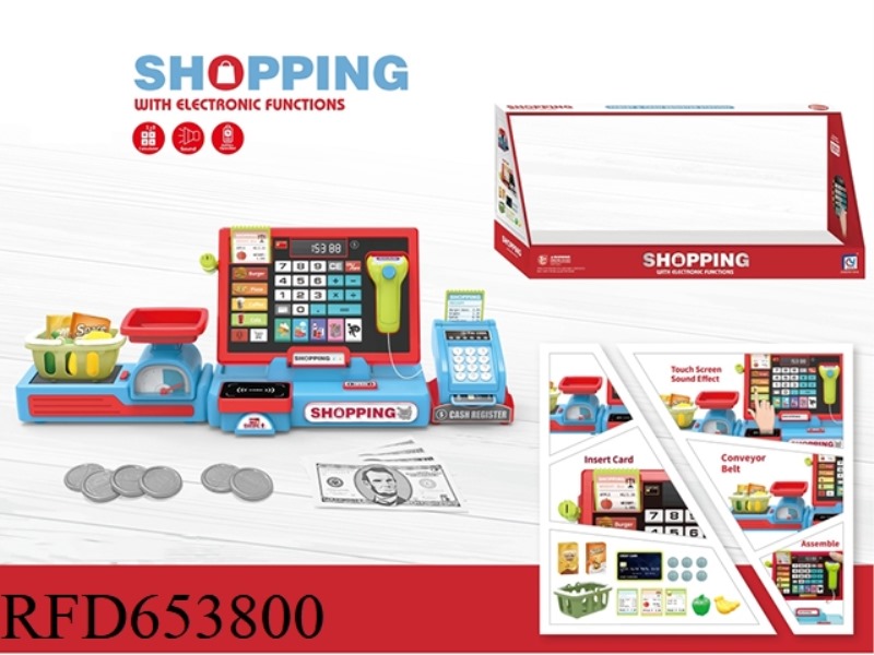 BIG RED CASH REGISTER+ELECTRIC CONVEYOR BELT +POS MACHINE (WITH CALCULATOR FUNCTION)