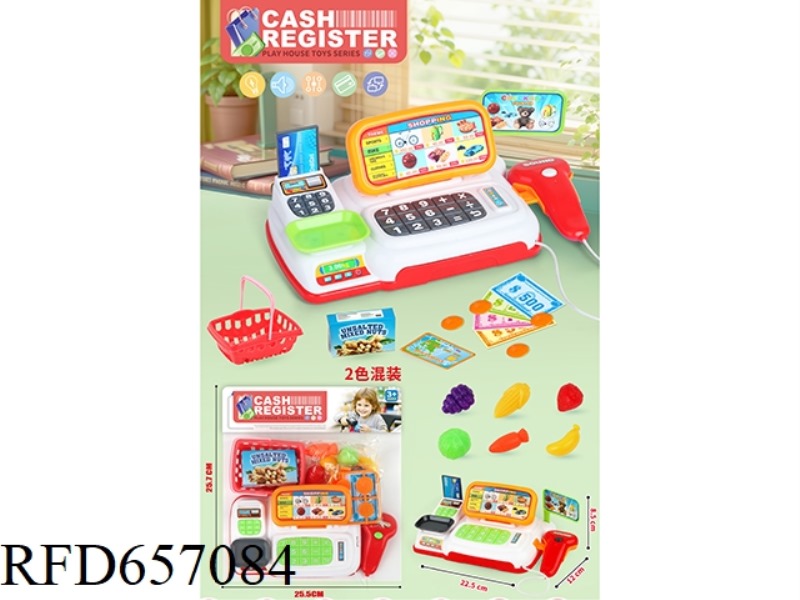 LIGHT MUSIC CASH REGISTER+BASKET+FRUIT BAG