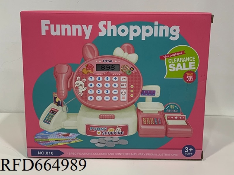 RABBIT CASH REGISTER+PAPER MONEY+COINS