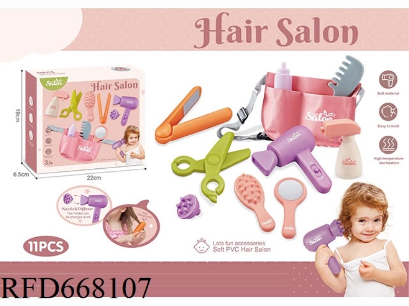 SOFT RUBBER HOUSEWARMING GIRL HAIR AND DRESSING SET
