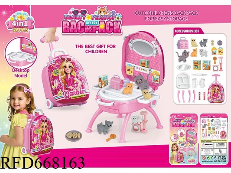 BARBIE 4-IN-1 HANDHELD PULL UP PET CAT ALLOY BACKPACK SET