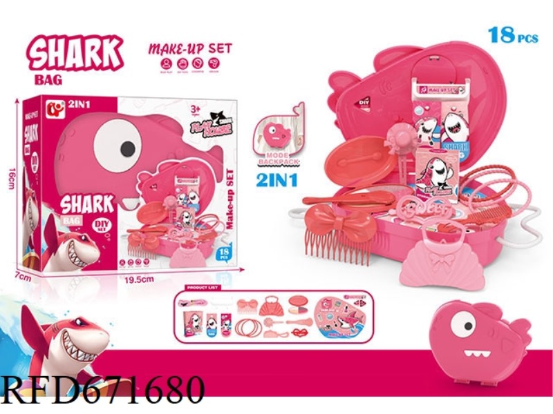 CARTOON SHARK BEAUTY SET SMALL BACKPACK