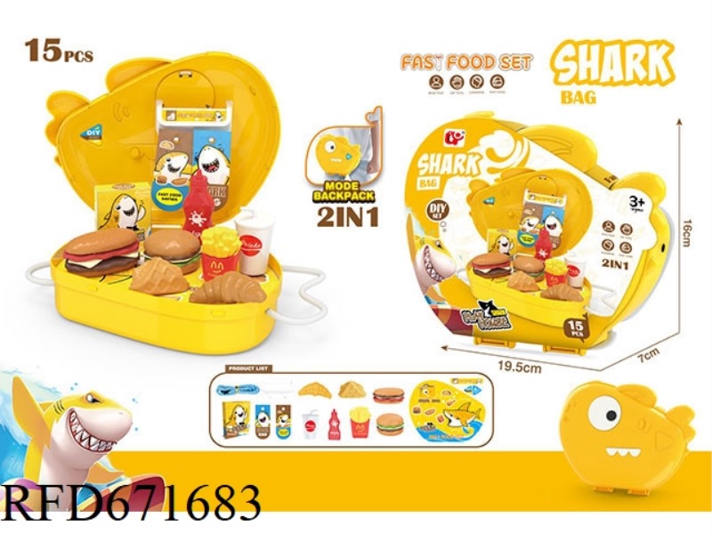 CARTOON SHARK FAST FOOD SET SMALL BACKPACK